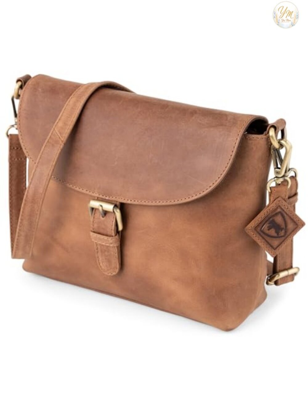 Full Grain Buffalo Leather Crossbody Bag Adjustable Strap Satchel Purse